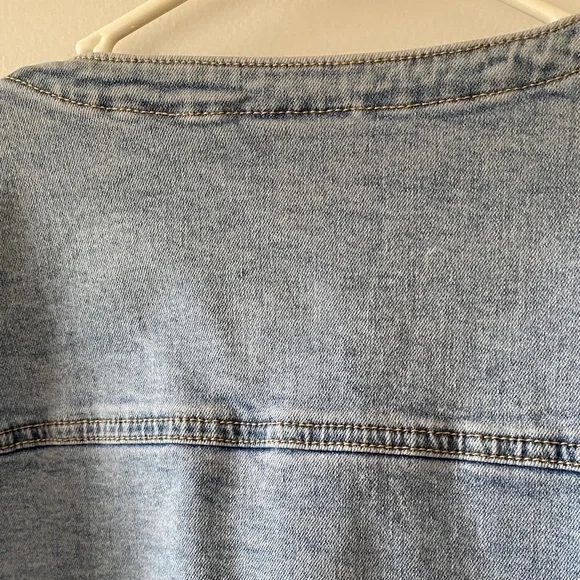 Avenue Light Blue Denim Jean Jacket - Picture 7 of 9